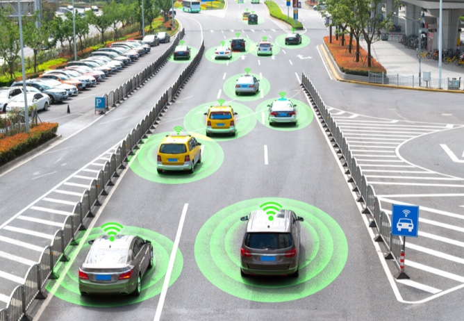 Autonomous vehicles driving on a road