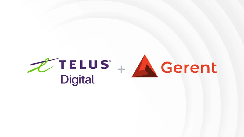 Logo lockup of TELUS Digital and Gerent