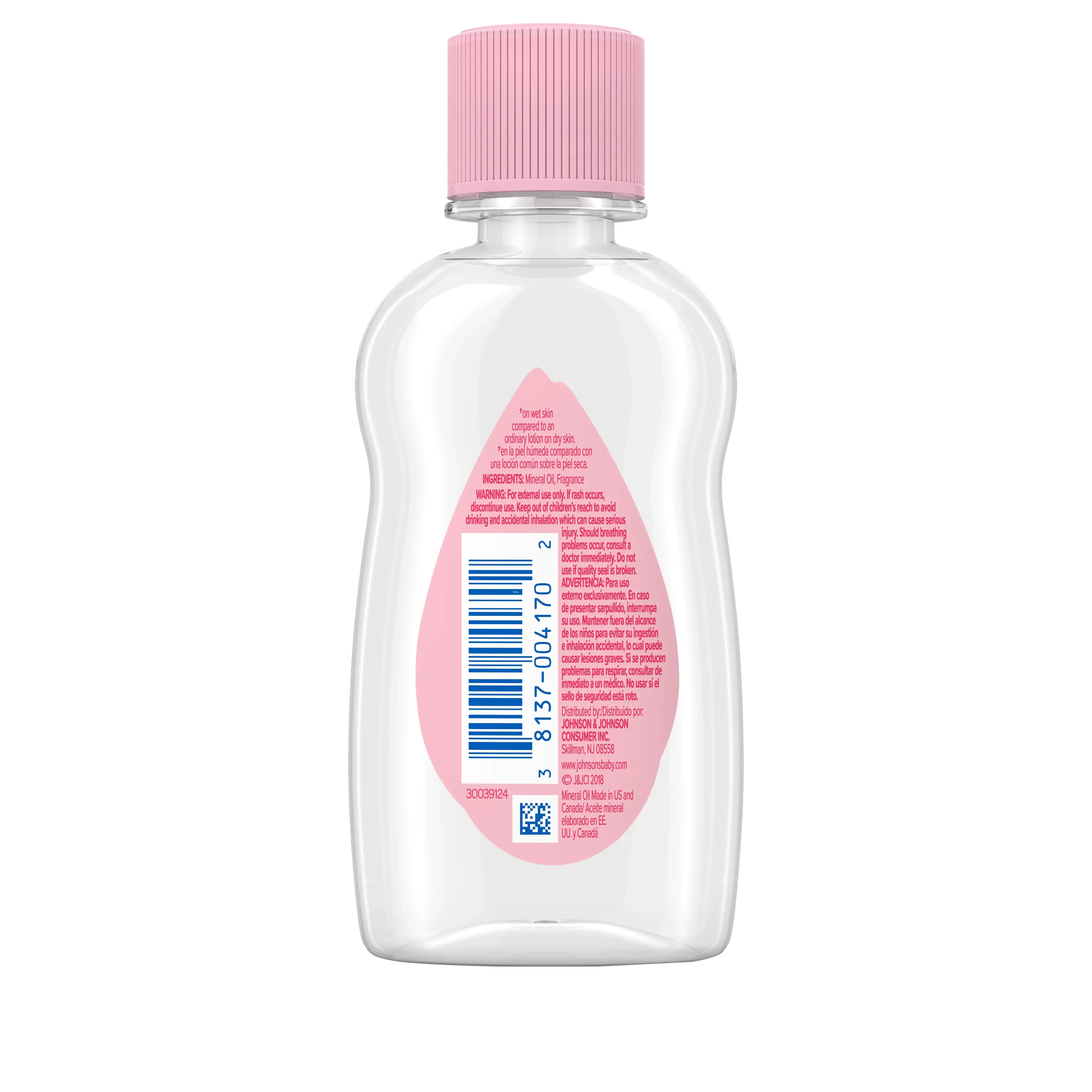 Back Pack shot of Johnson's® Baby Oil 3oz 89ML
