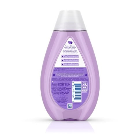 A purple bottle of Johnson's Bedtime Baby Lotion stands upright against a white background. The label includes text: "Clinically Proven, Helps Baby Sleep Better. Contains NaturalCalm essences, No More Tears."