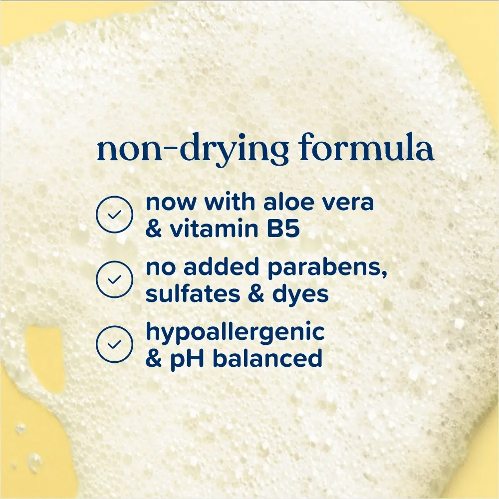 Non-drying formula now with aloe vera & vitamin B5 Hypoallergenic and pH balanced.