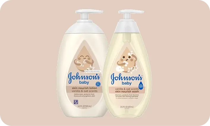 Skin Nourish products card image, featuring JOHNSON’S® Skin Nourish lineup