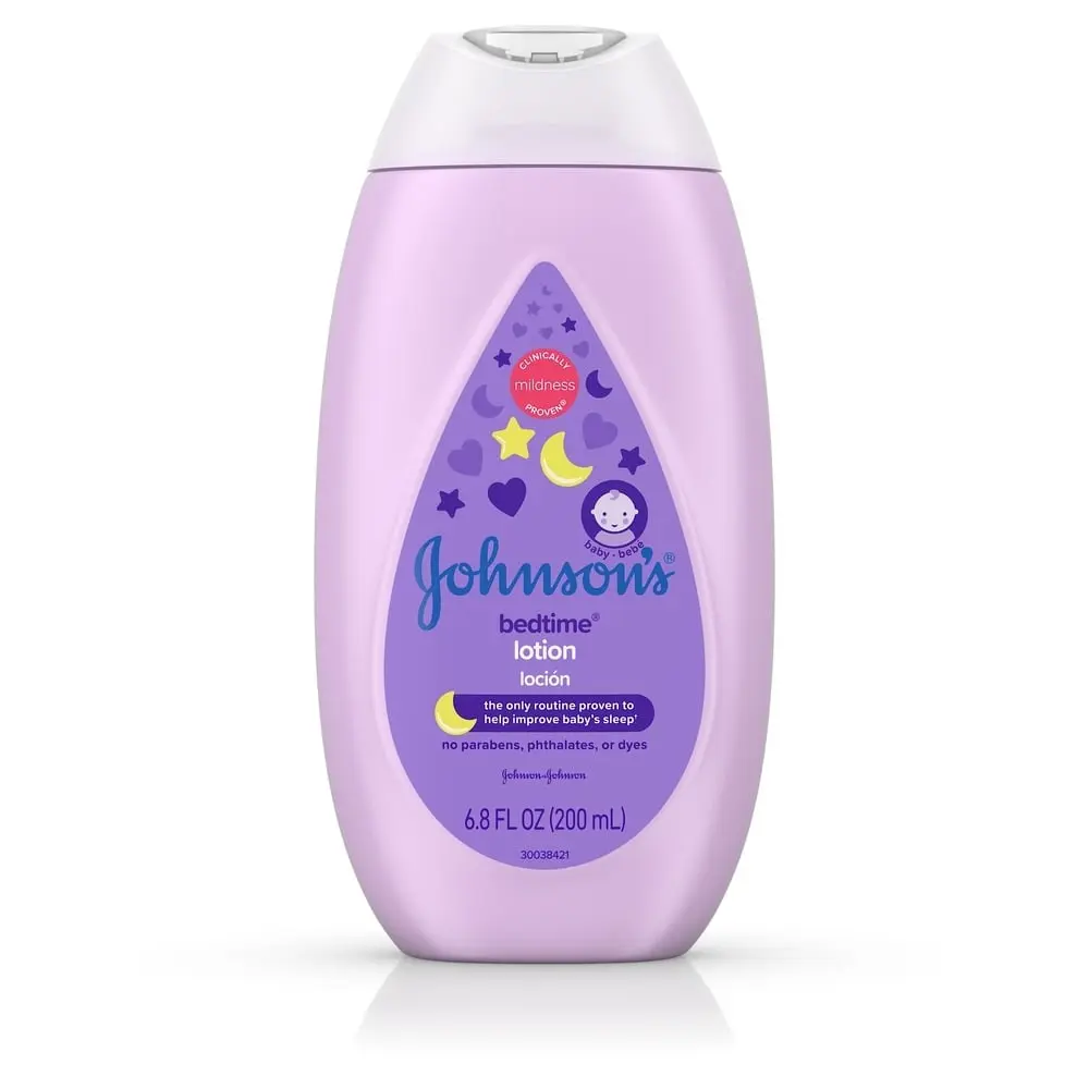 Johnson's Bedtime Lotion, 6.8 FL OZ (200 mL), proven to help improve baby's sleep with no parabens, phthalates, or dyes.