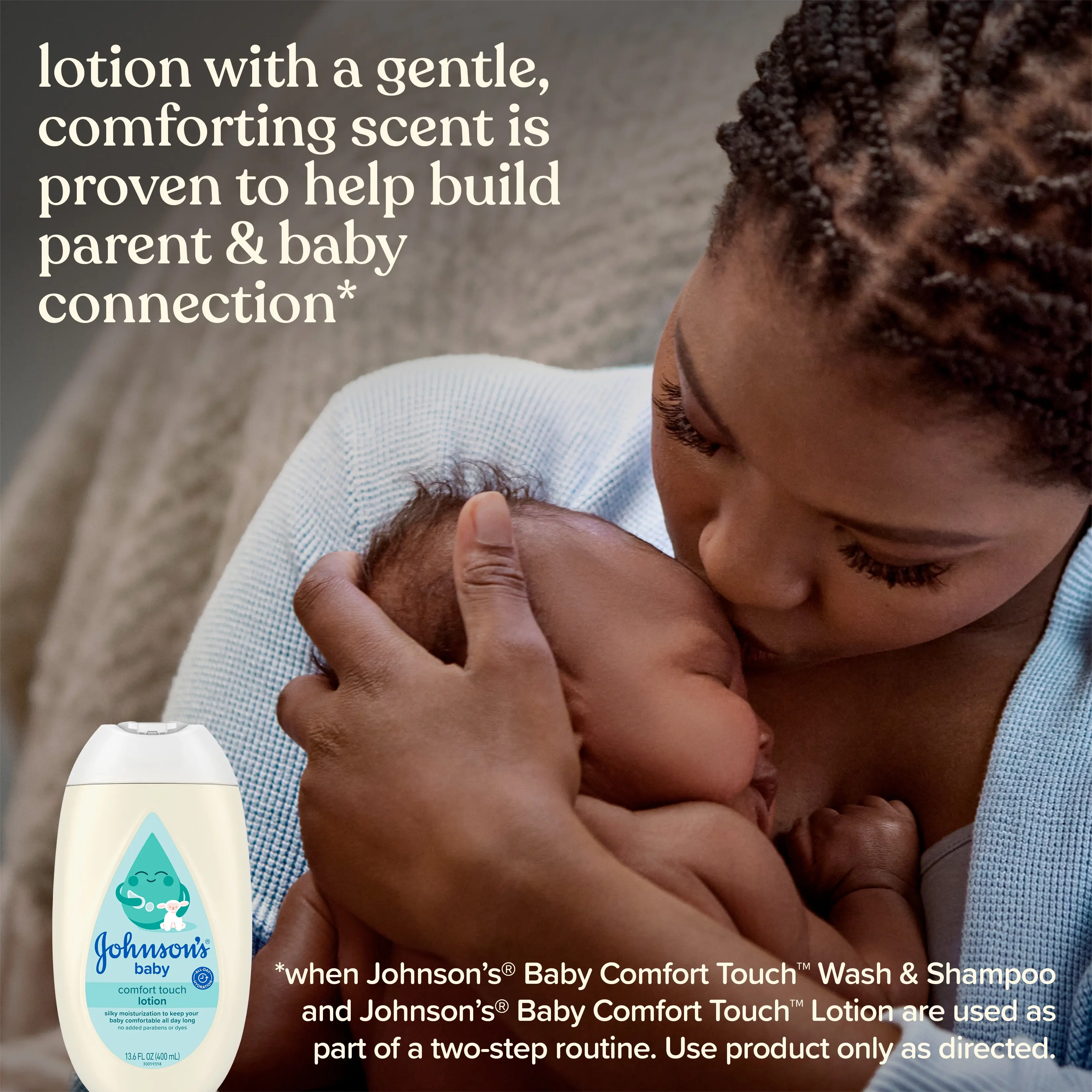 Lotion with a gentle, comforting scents is proven to build parent & baby connection