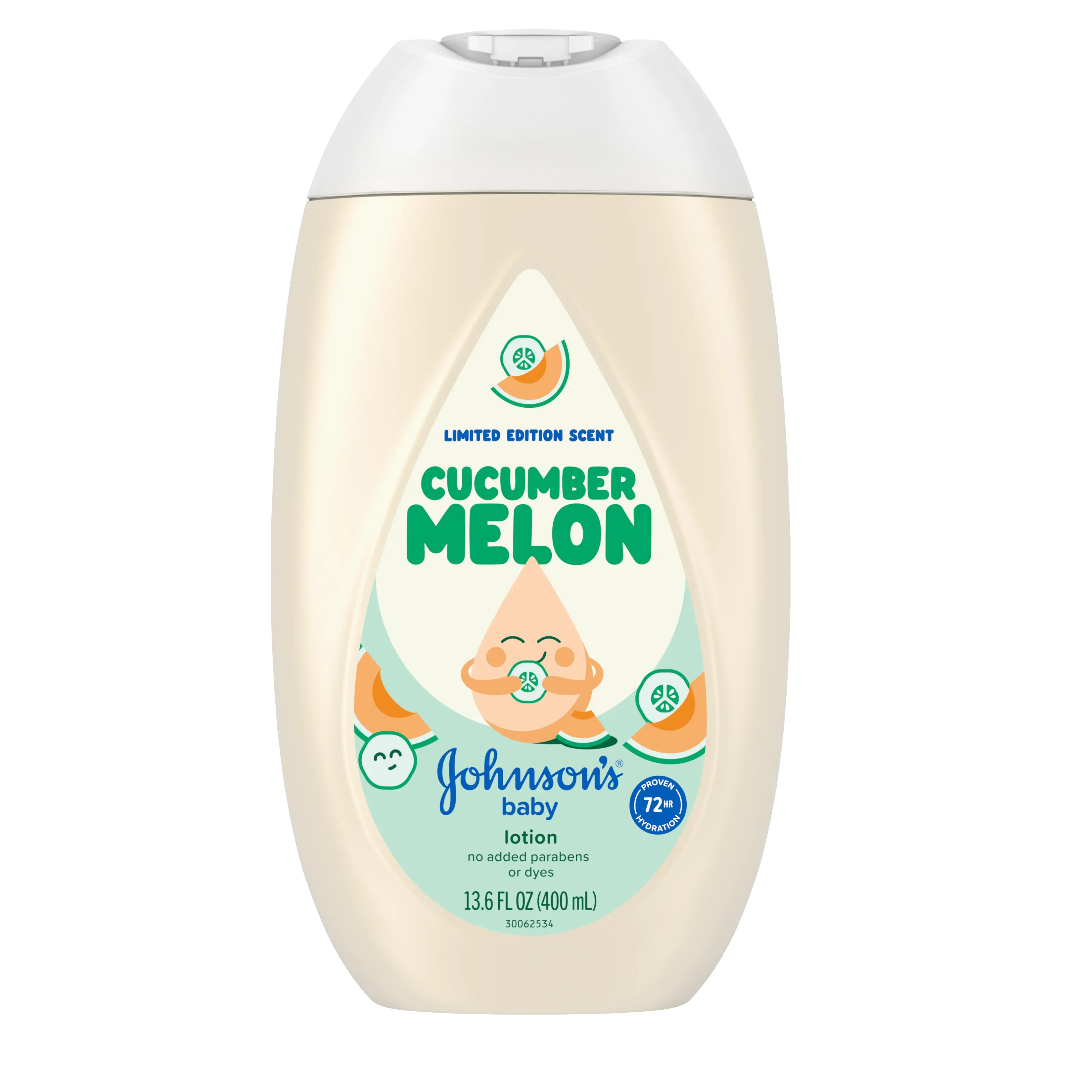  Front Pack Shot of JOHNSON’S® Baby Lotion, Cucumber Melon Scent, 13.6oz