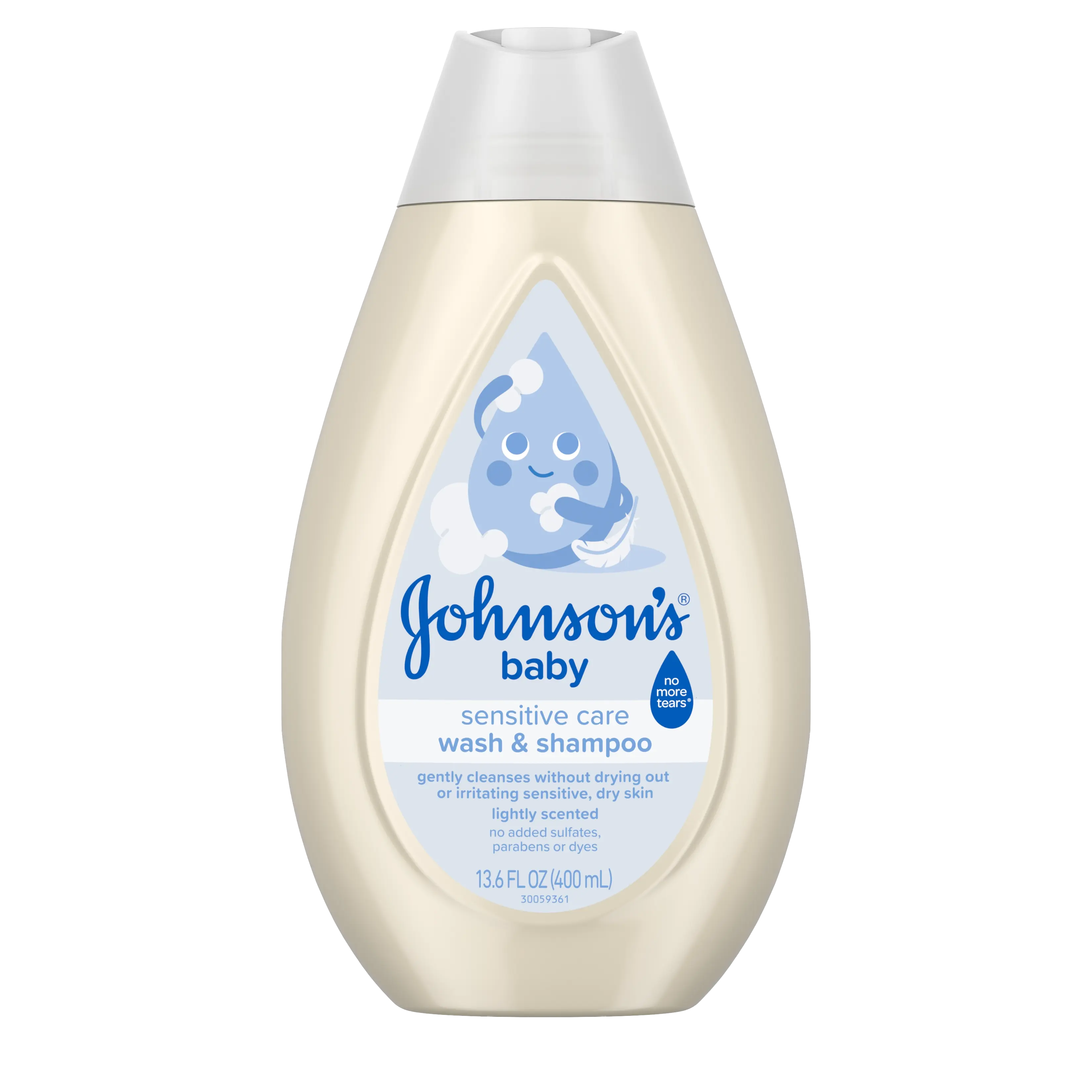 Front Pack shot of Johnson's® Sensitive Care Baby Body Wash & Shampoo 13.6FL OZ 400ML