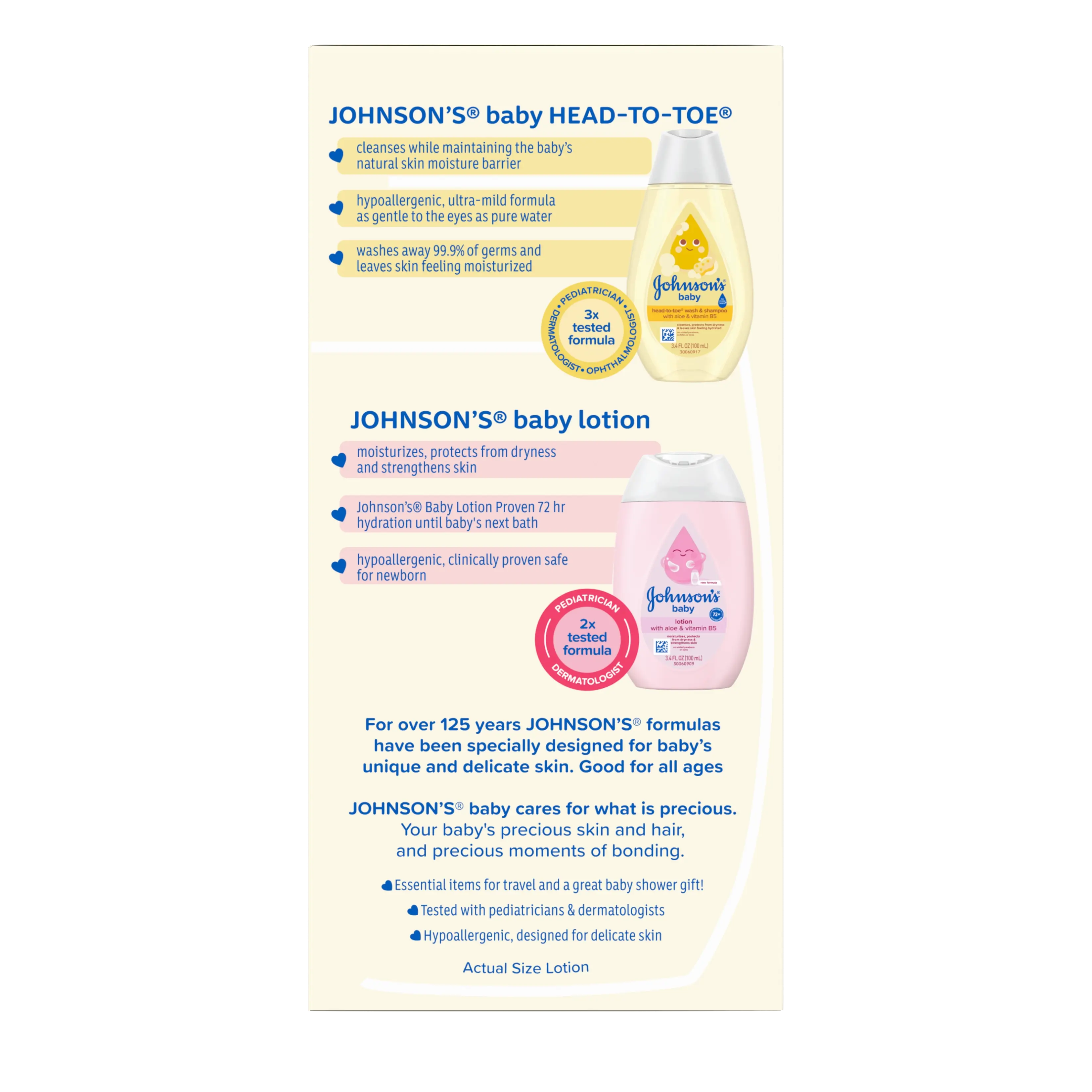  Side Pack shot of Johnson's® Baby Care Essentials Gift Set