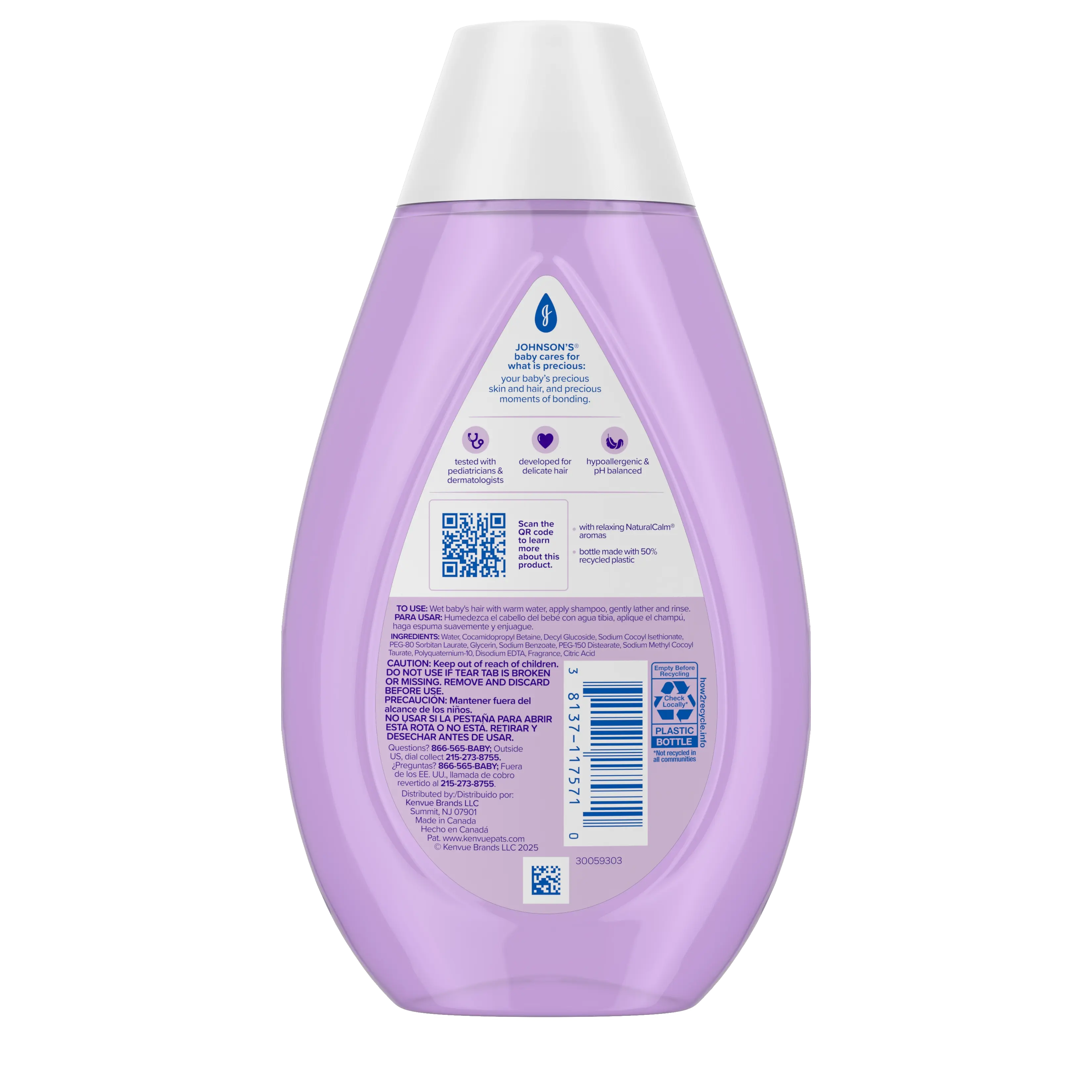 Back Pack shot of Johnson's® Calming Shampoo 13.6FL OZ 400ML