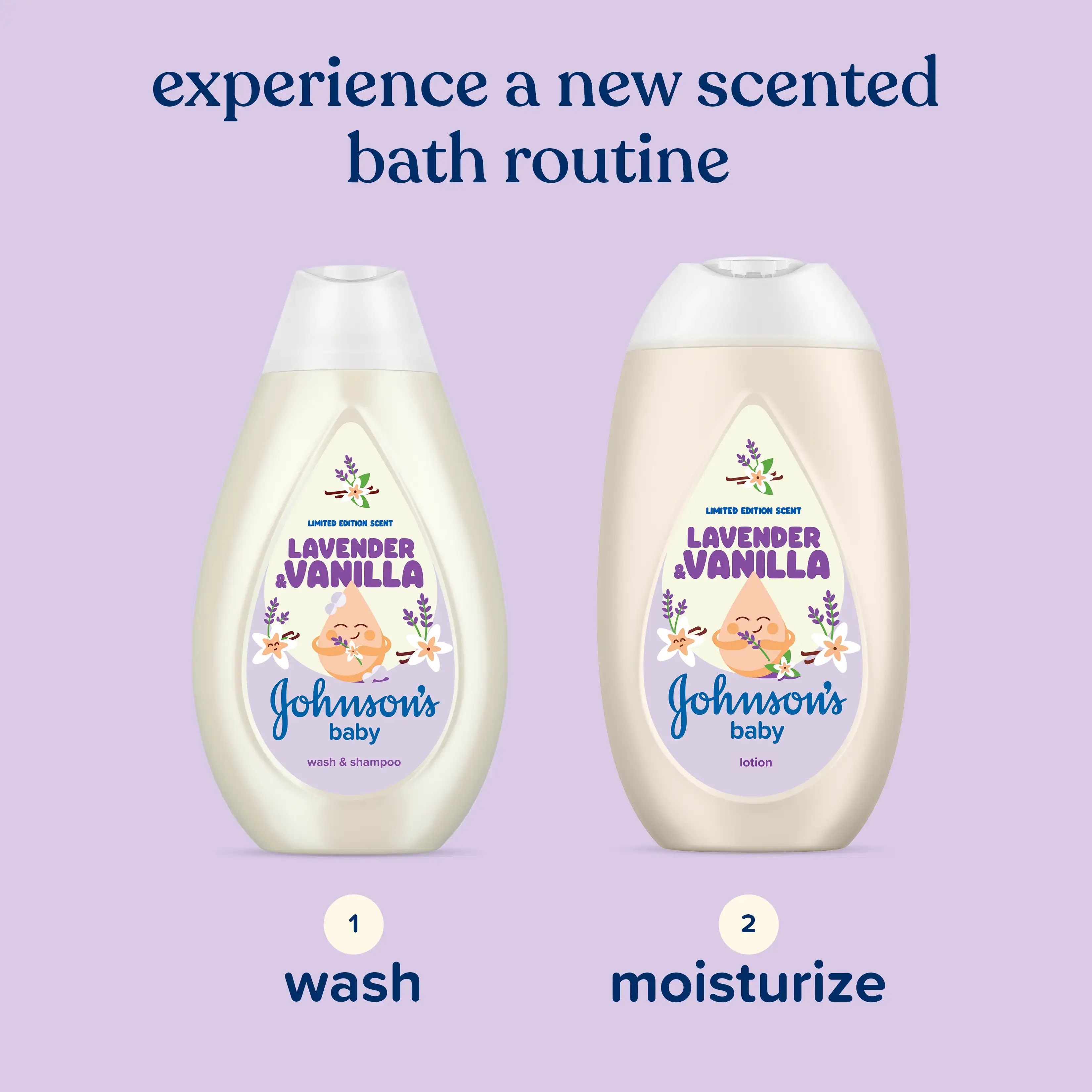 JOHNSON’S® Experience a new scented bath routine, 1 wash & 2 moisture