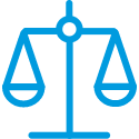 A blue balance scale icon representing the balancing of pH levels using citric acid and sodium hydroxide.