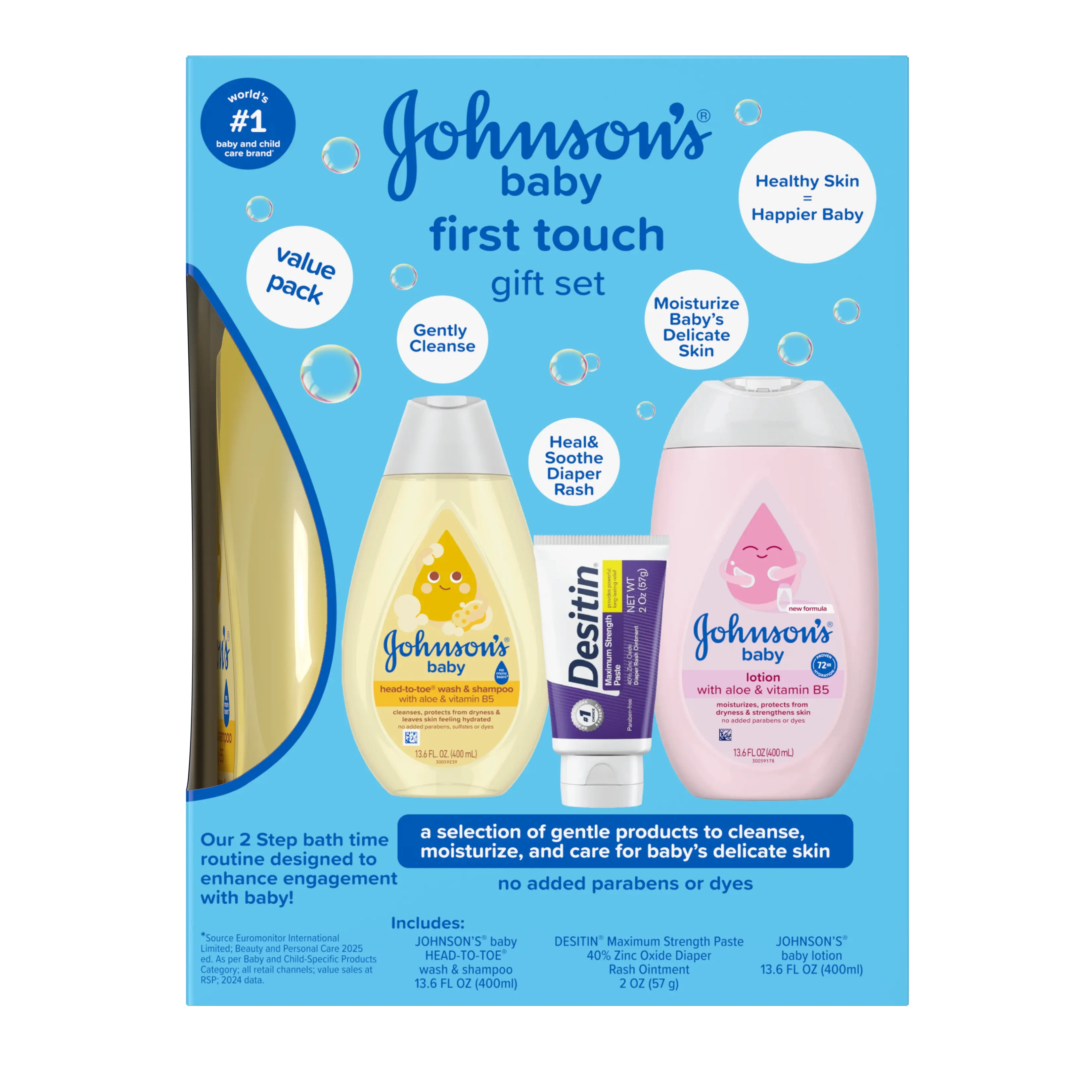 Front Pack shot of Johnson's® First Touch® Baby Gift Set