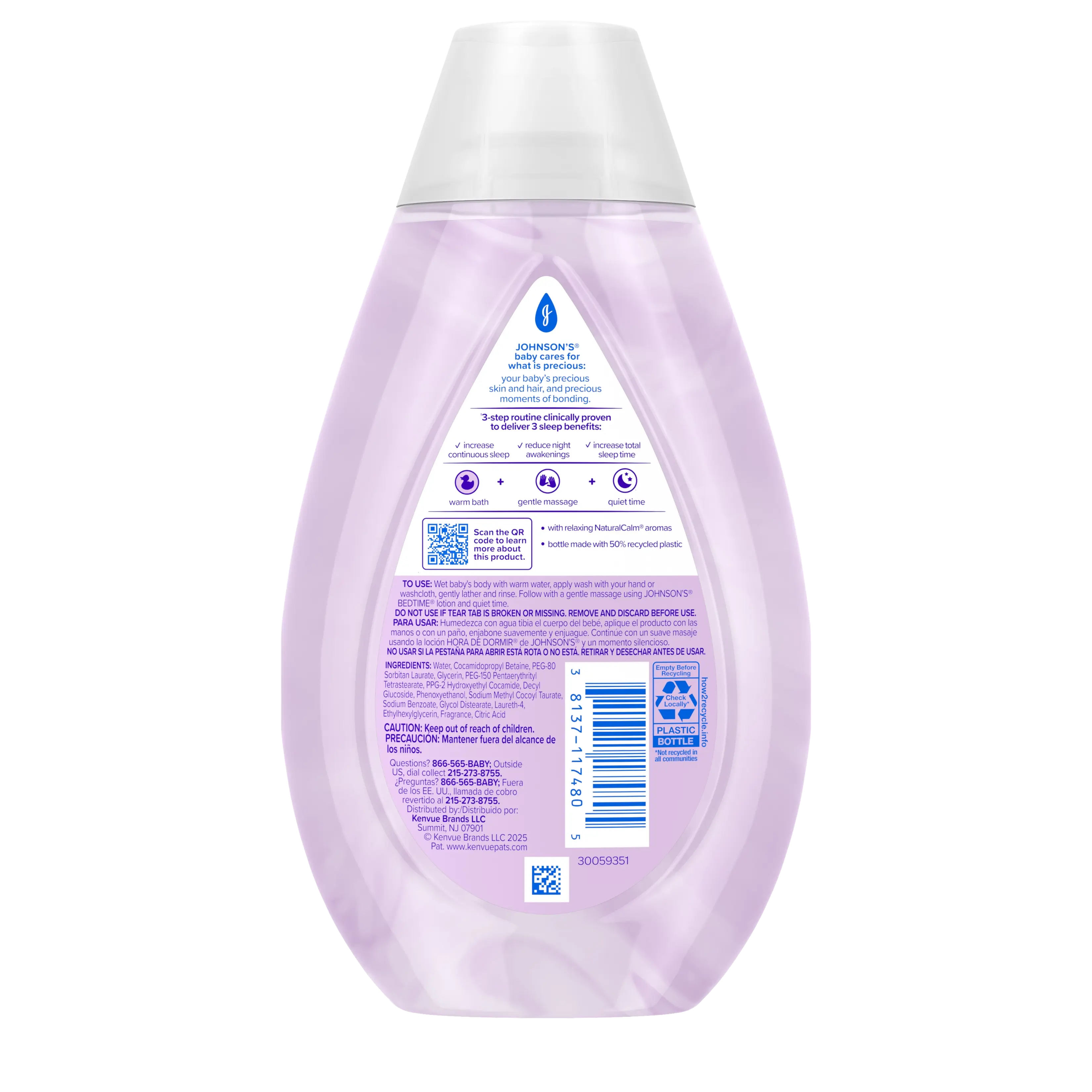 Back Pack shot of Johnson's® Bedtime® Moisture Wash 13.6FL OZ 400ML