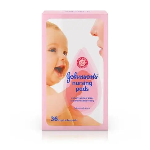 A pink package of Johnson's Baby Wipes, featuring a smiling baby facing an adult's face. Text on the package reads: "Johnson's baby wipes, gentle care, pure & gentle, 25 wipes, extra soft fabric."