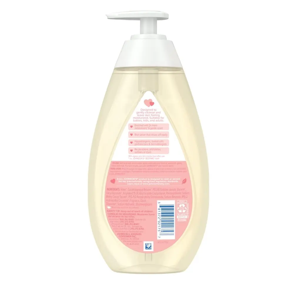 Skin nourish moisture wash back of package and ingredient list.