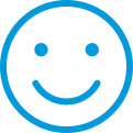 A blue smiley face icon symbolizing fresh, gentle scents for sensorial development and making bath time fun.