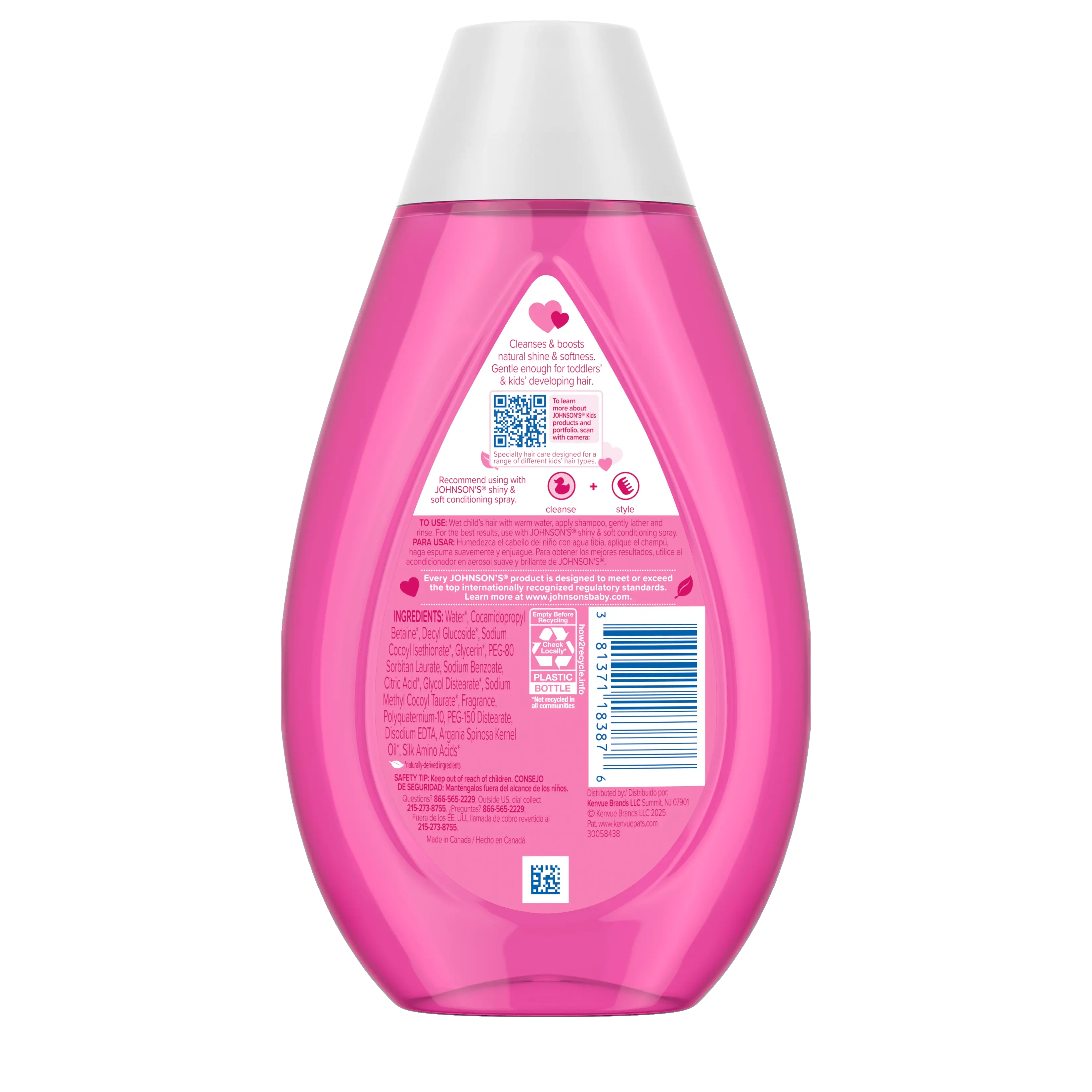 Back Pack shot of Johnson's® Shiny & Soft Shampoo 13.6FL OZ 400ML