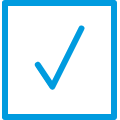 A blue checkmark icon symbolizing safety and approval for preventing oxidation and free radicals.