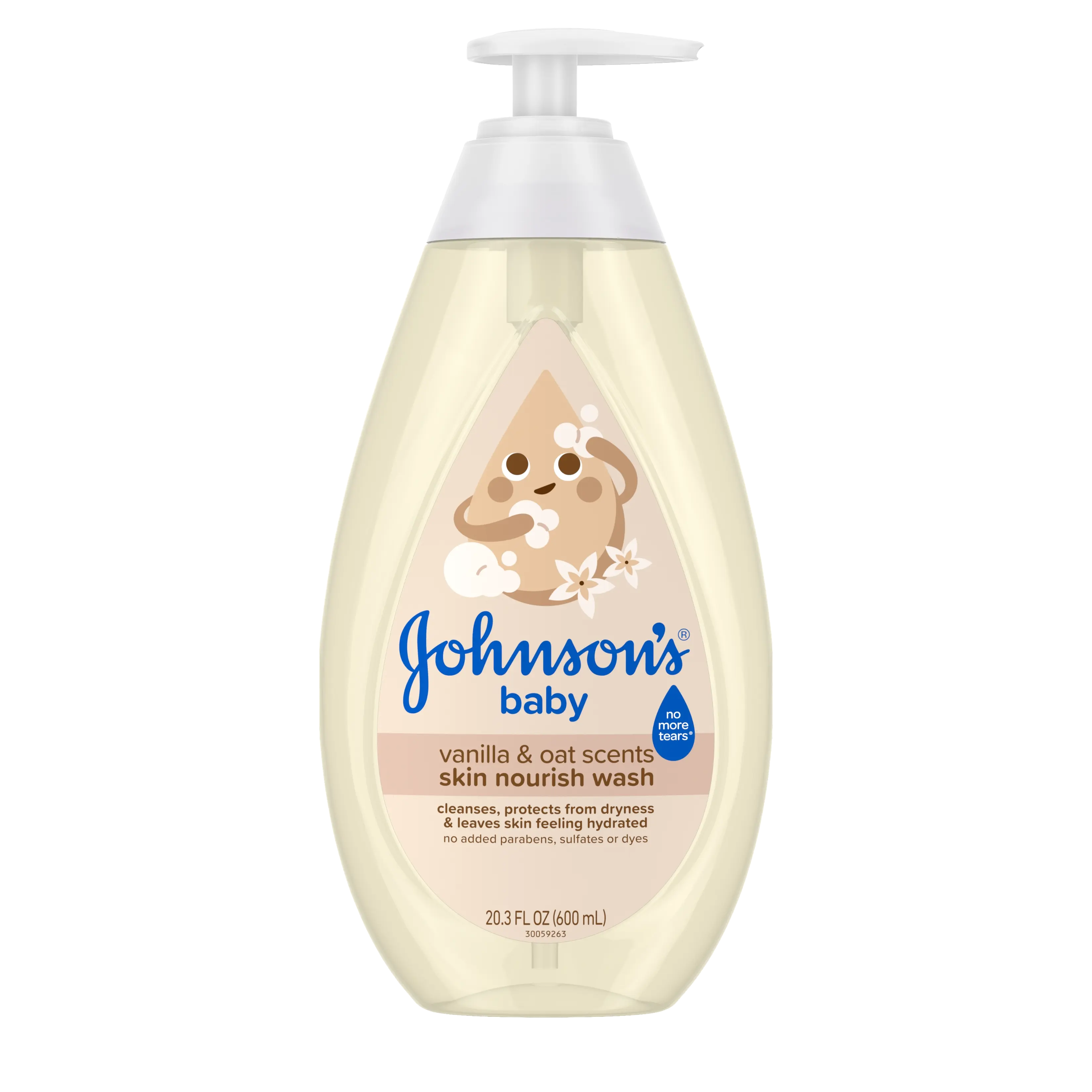 Front Pack shot of Johnson's® Skin Nourish Moisture Wash Vanilla Oat Scents 20.3FL OZ 600ML