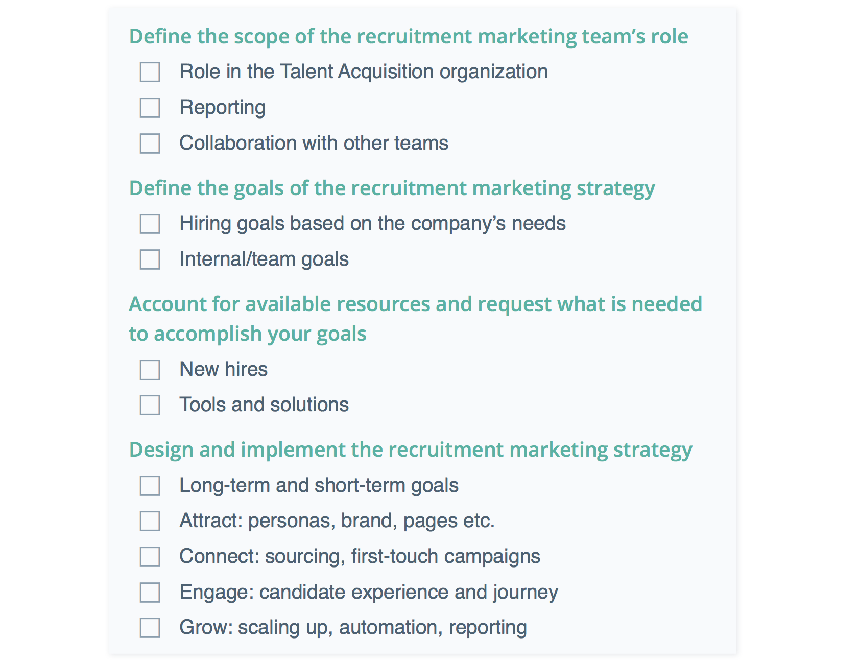 recruitment marketing checklist
