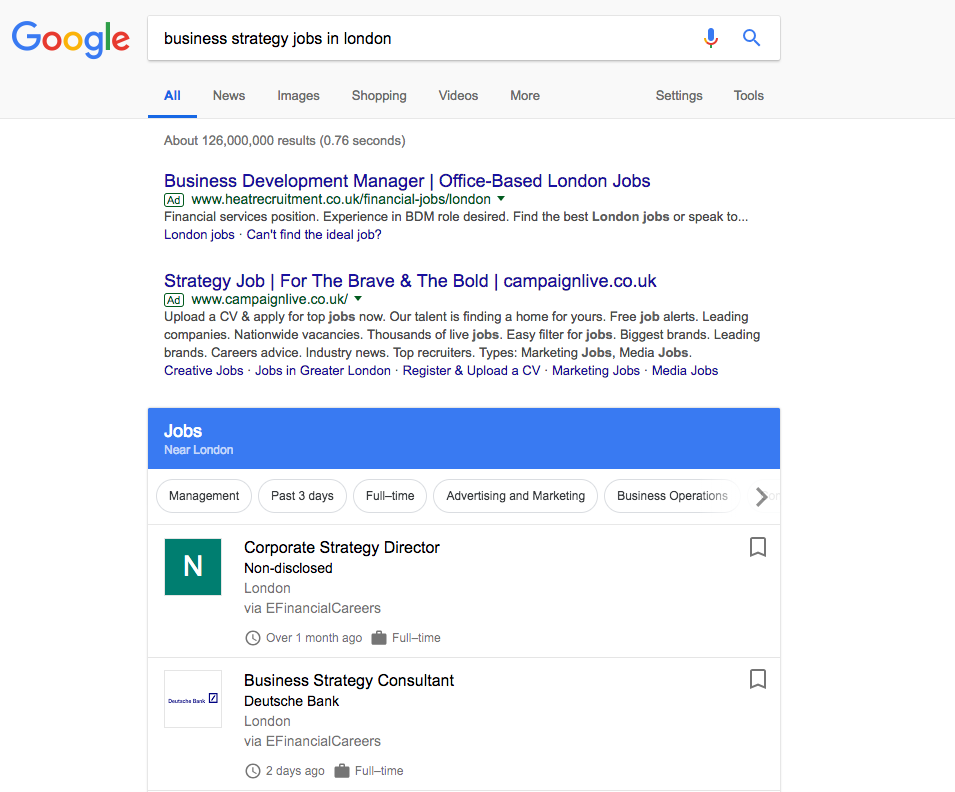 google job search engine example