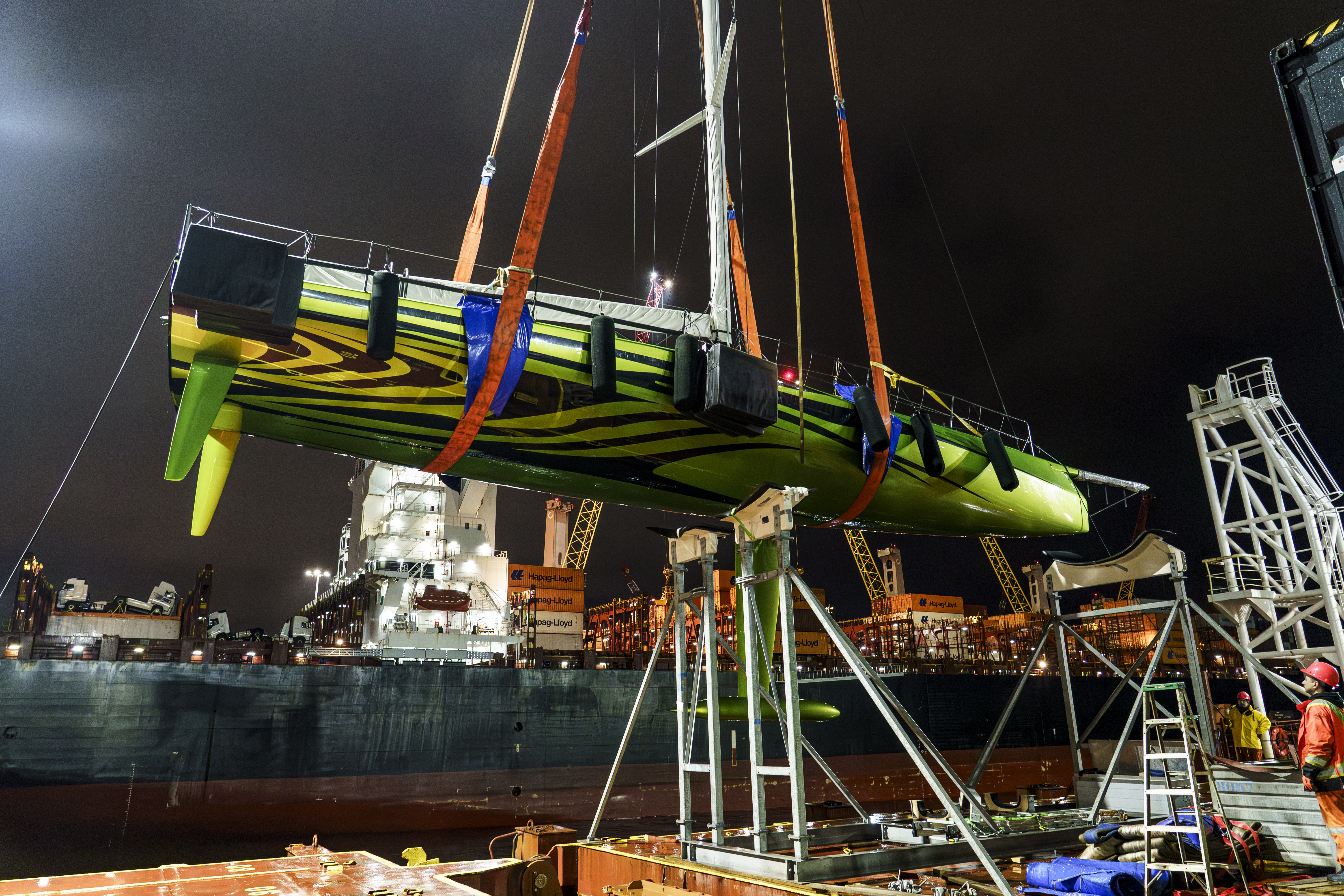 Race yacht on the cradles
