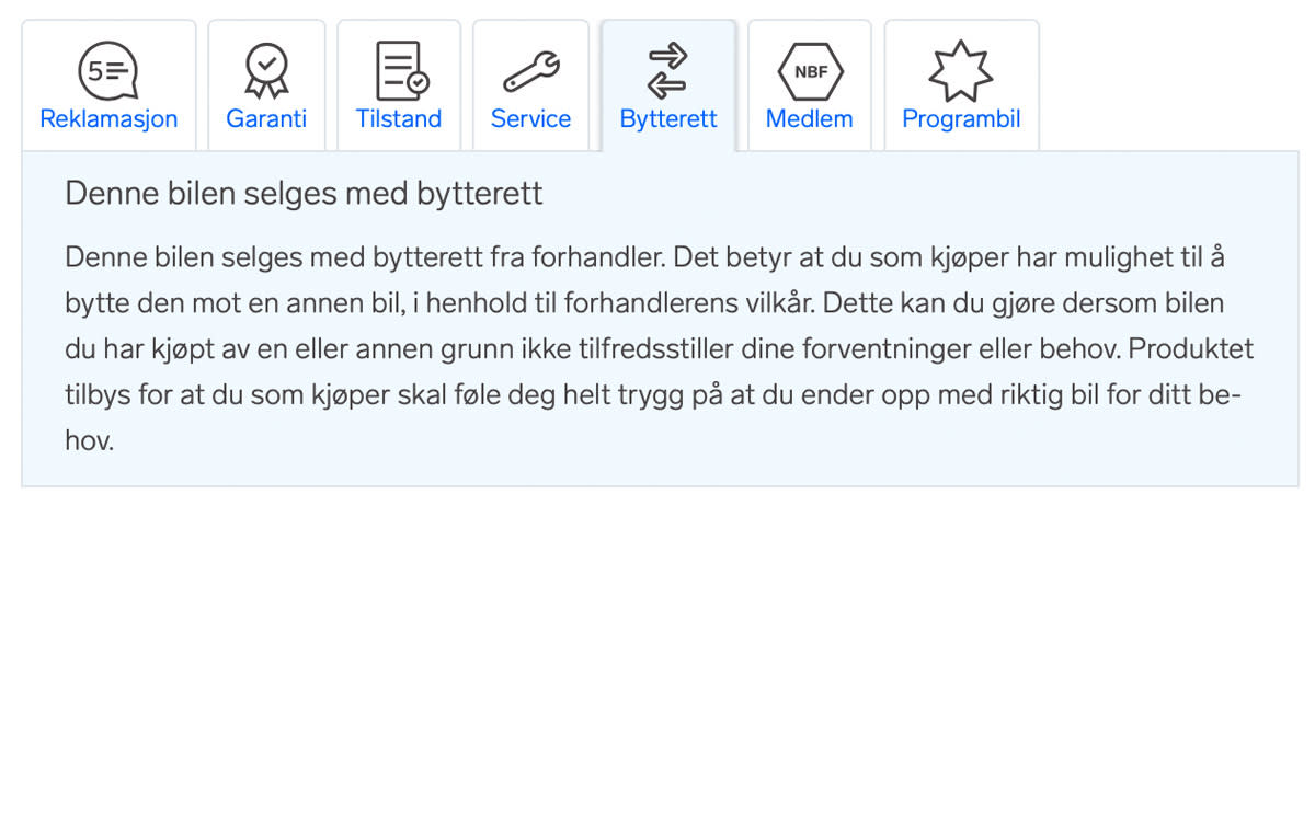 Trygghetsikoner i en bilannonse
