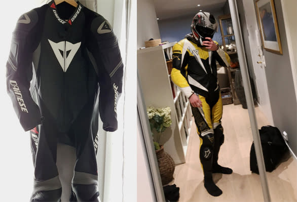 Til venstre: En hel skinndress fra Dainese. Til høyre: Nok en Dainese-dress. Søk på FINN, så finner du det meste!