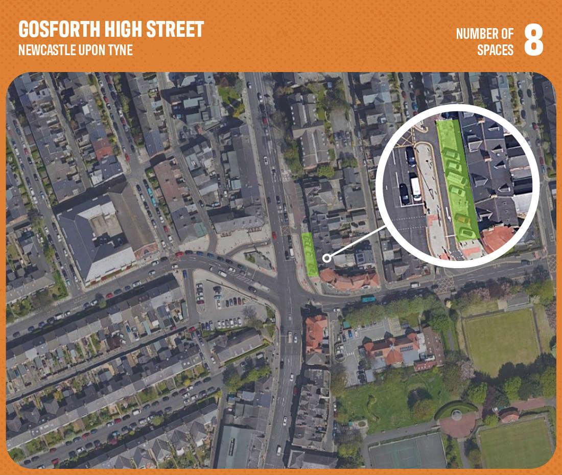 Graphic showing commercial parking space in gosforth high street