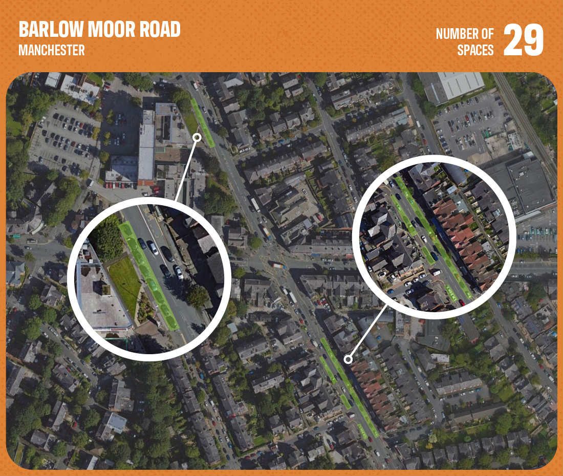 Graphic showing commercial parking space in barlow moor road