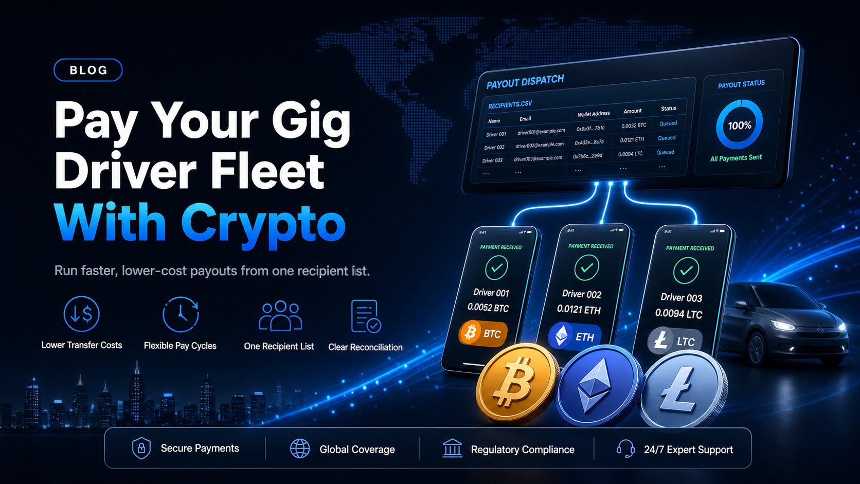 How to pay a gig driver fleet with stablecoins or crypto