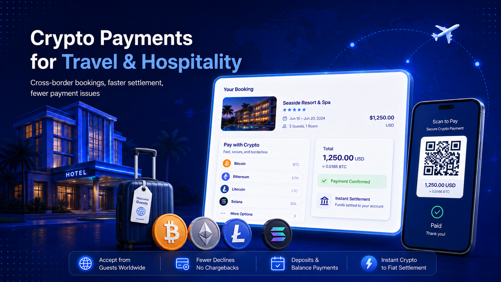 Crypto payments for travel and hospitality businesses