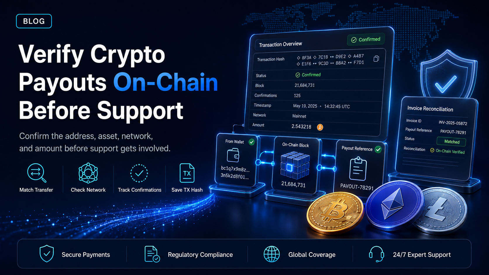 How to verify crypto payout status on-chain