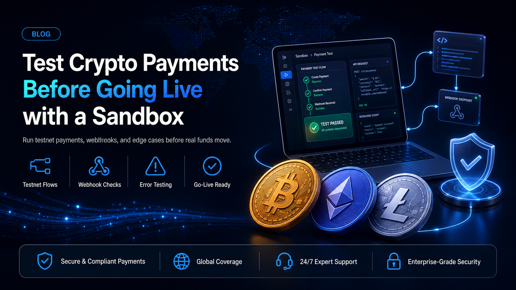 How to test stablecoins or crypto payments in a sandbox before going live