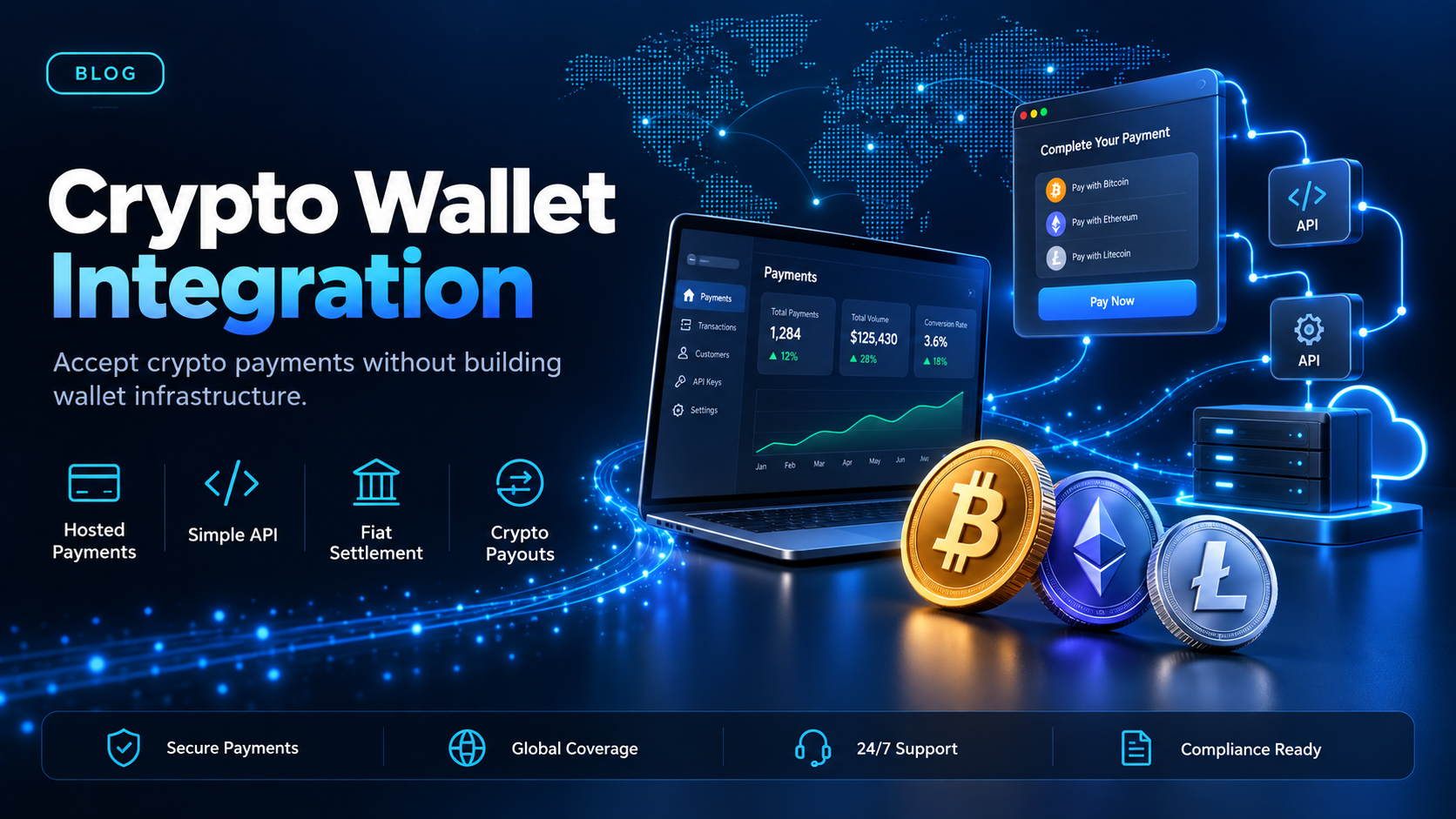 Crypto wallet integration for a business that takes payments