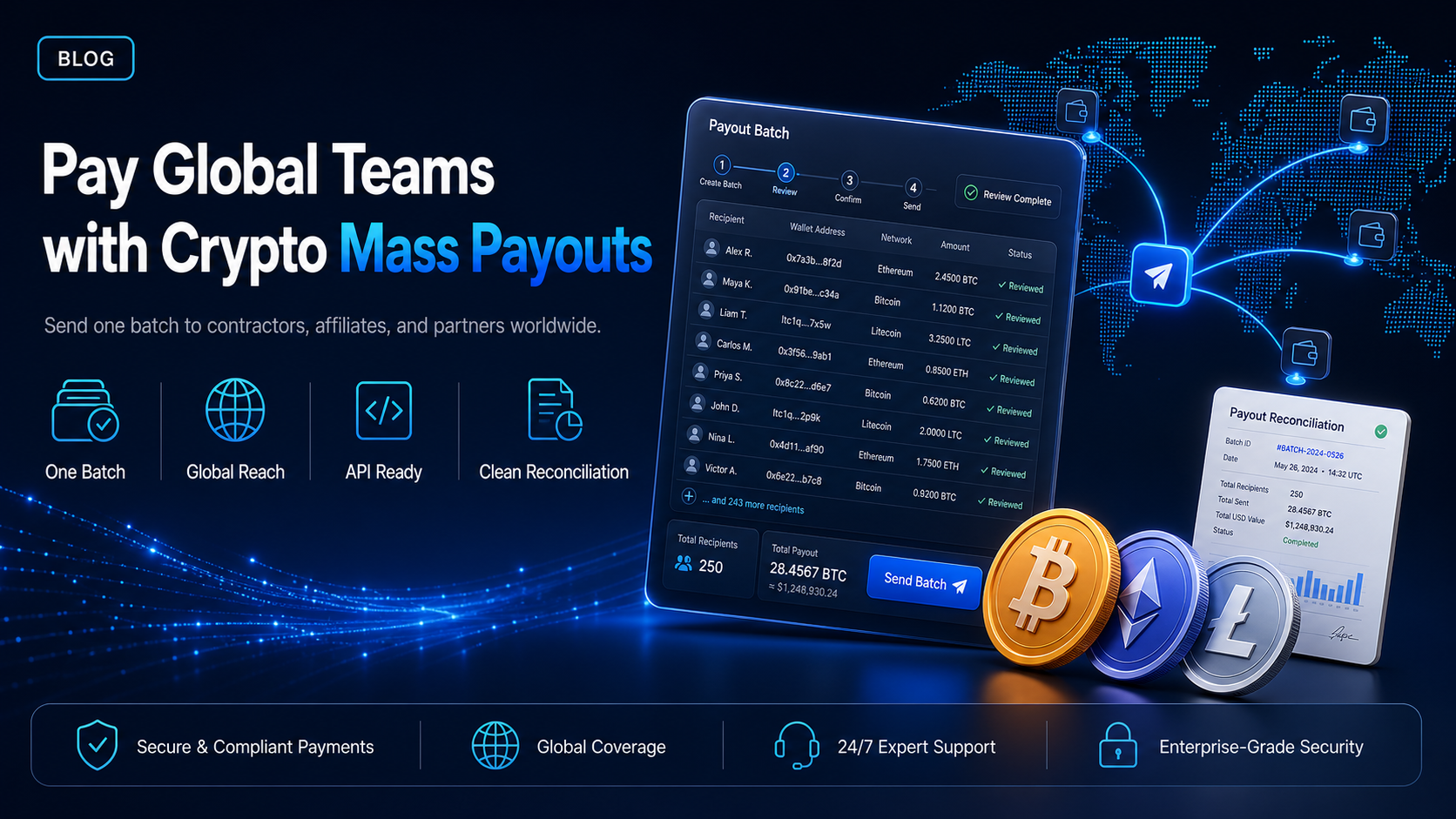 Crypto mass payouts - how to pay global contractors and affiliates at scale