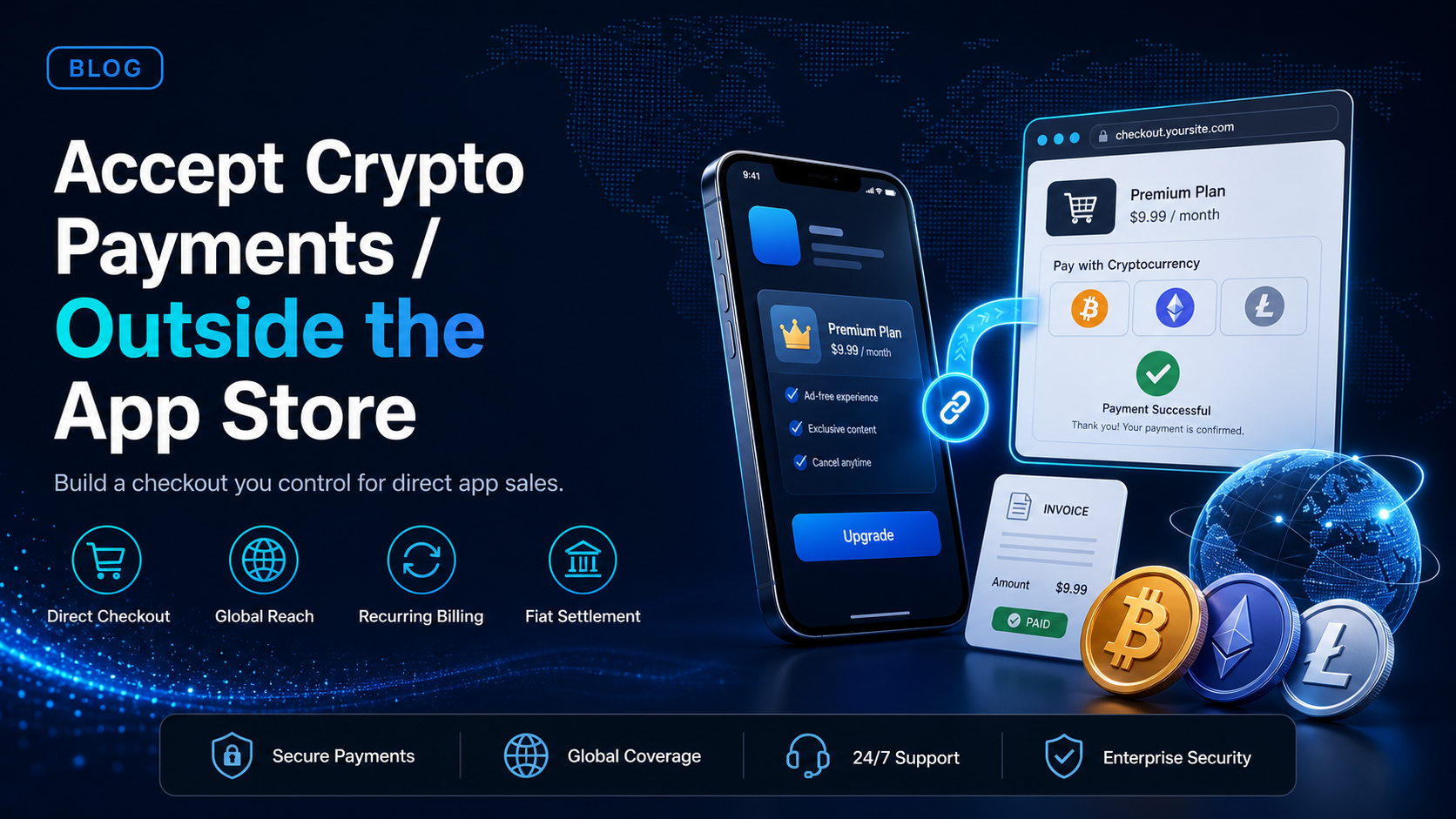 Accept crypto payments outside the app store: stablecoins or crypto
