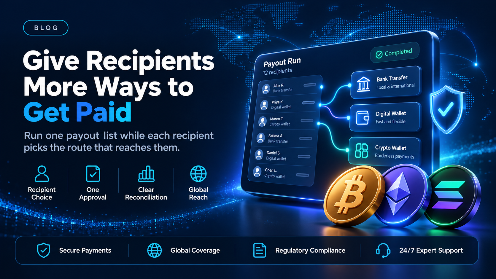 Multi payout options platform: letting recipients choose