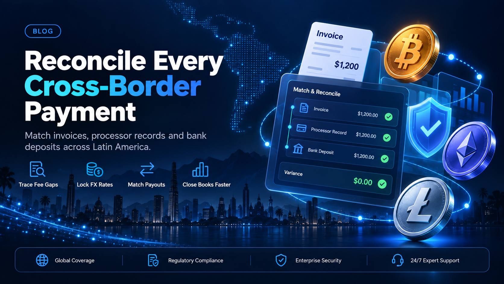 Billing reconciliation for a Latin American SaaS operator, bank to ledger