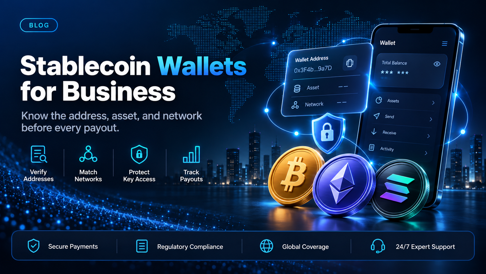 Stablecoin wallets a business sends to and receives from