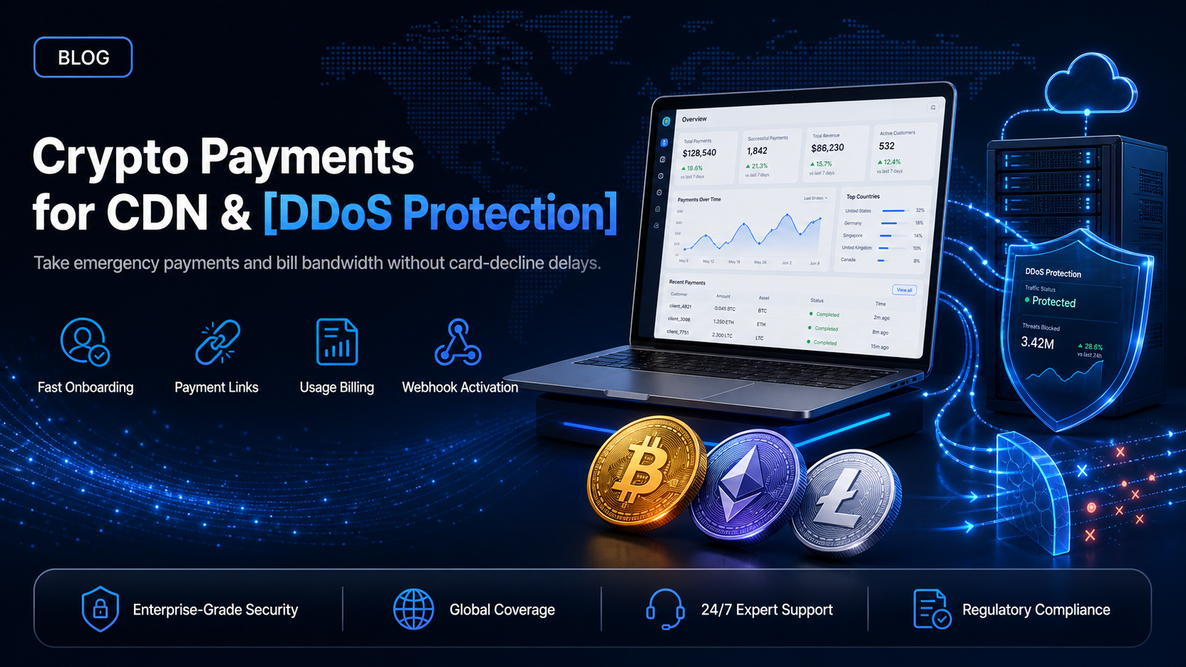 Crypto payment gateway for CDN and DDoS protection providers