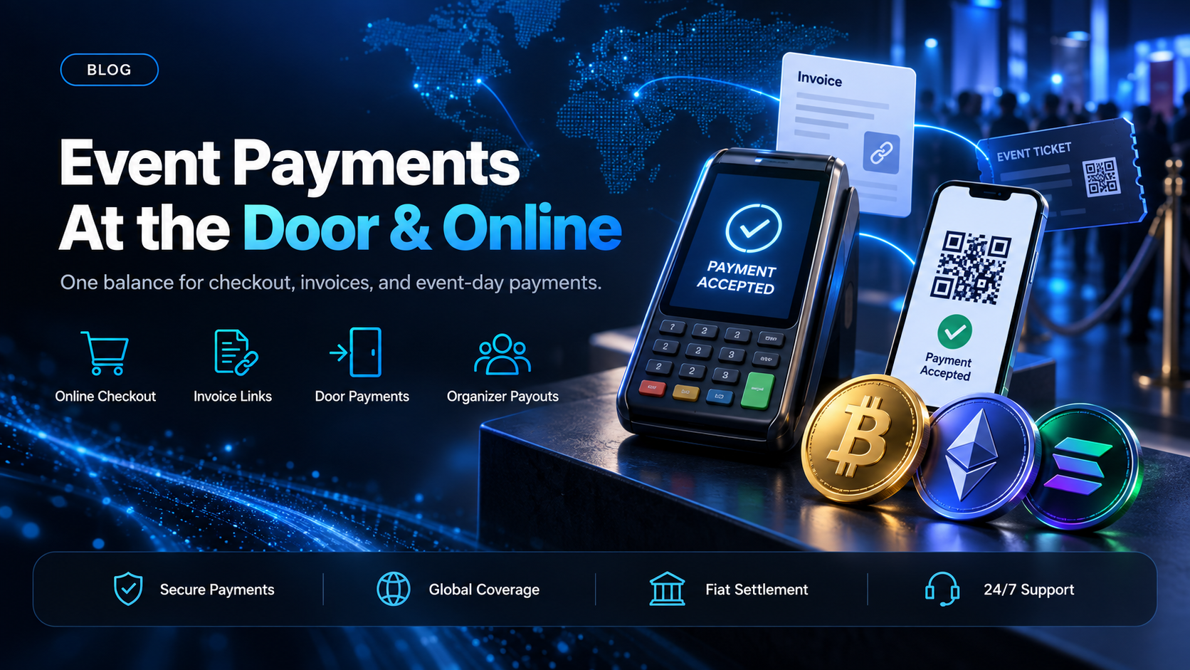 Event payment system: taking money at the door and online