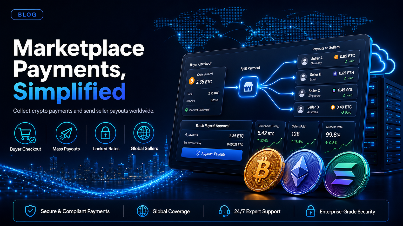 Crypto payment gateway for online marketplaces: split payments and seller payouts in stablecoins or crypto
