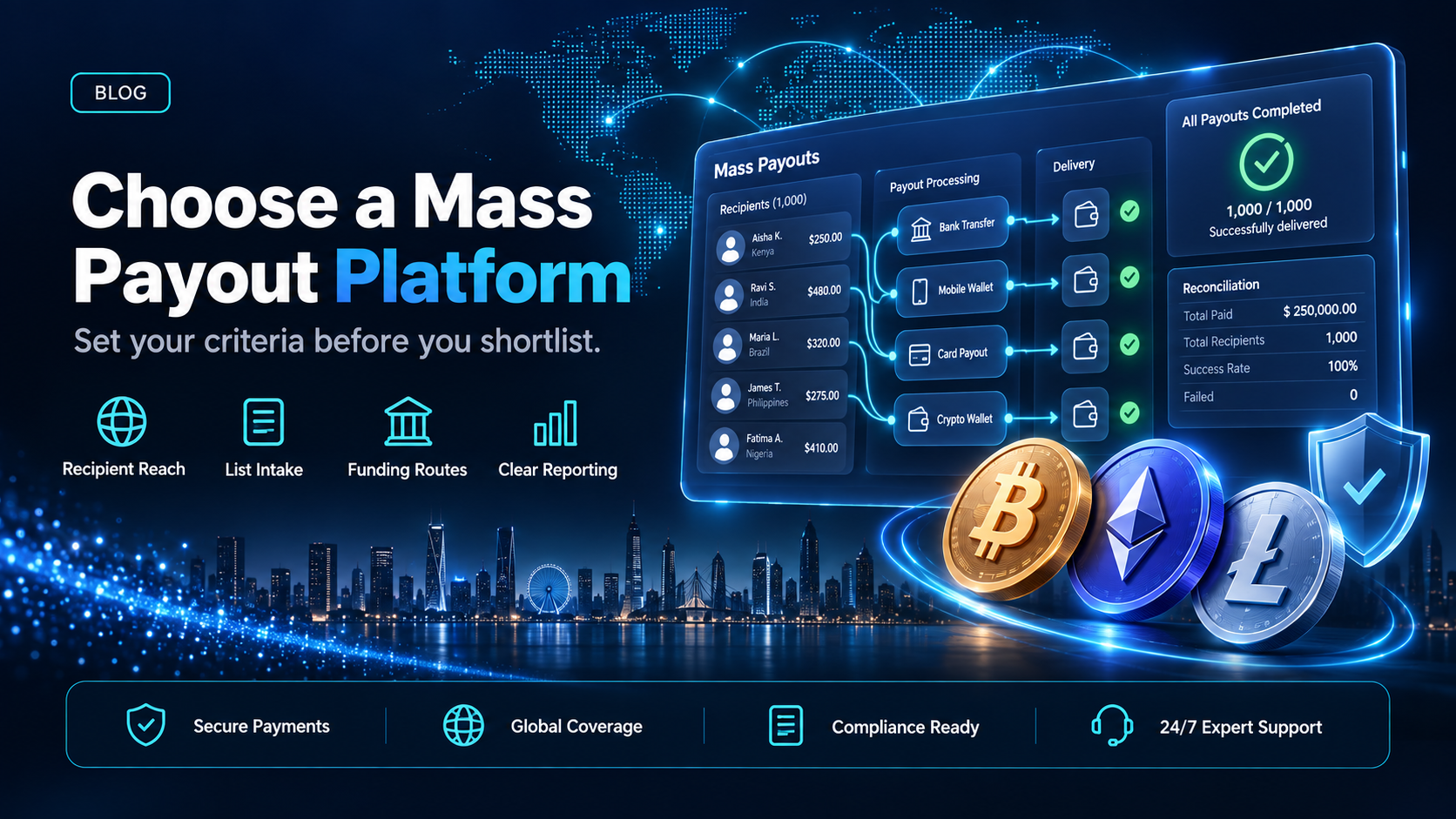 Mass payout platform selection criteria