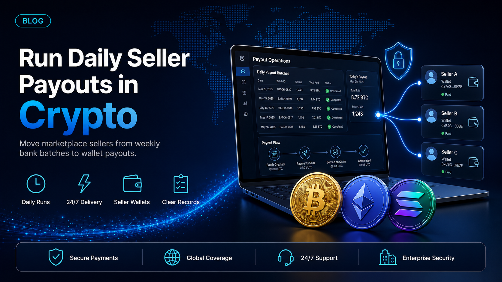 How to run daily marketplace seller payouts in stablecoins or crypto