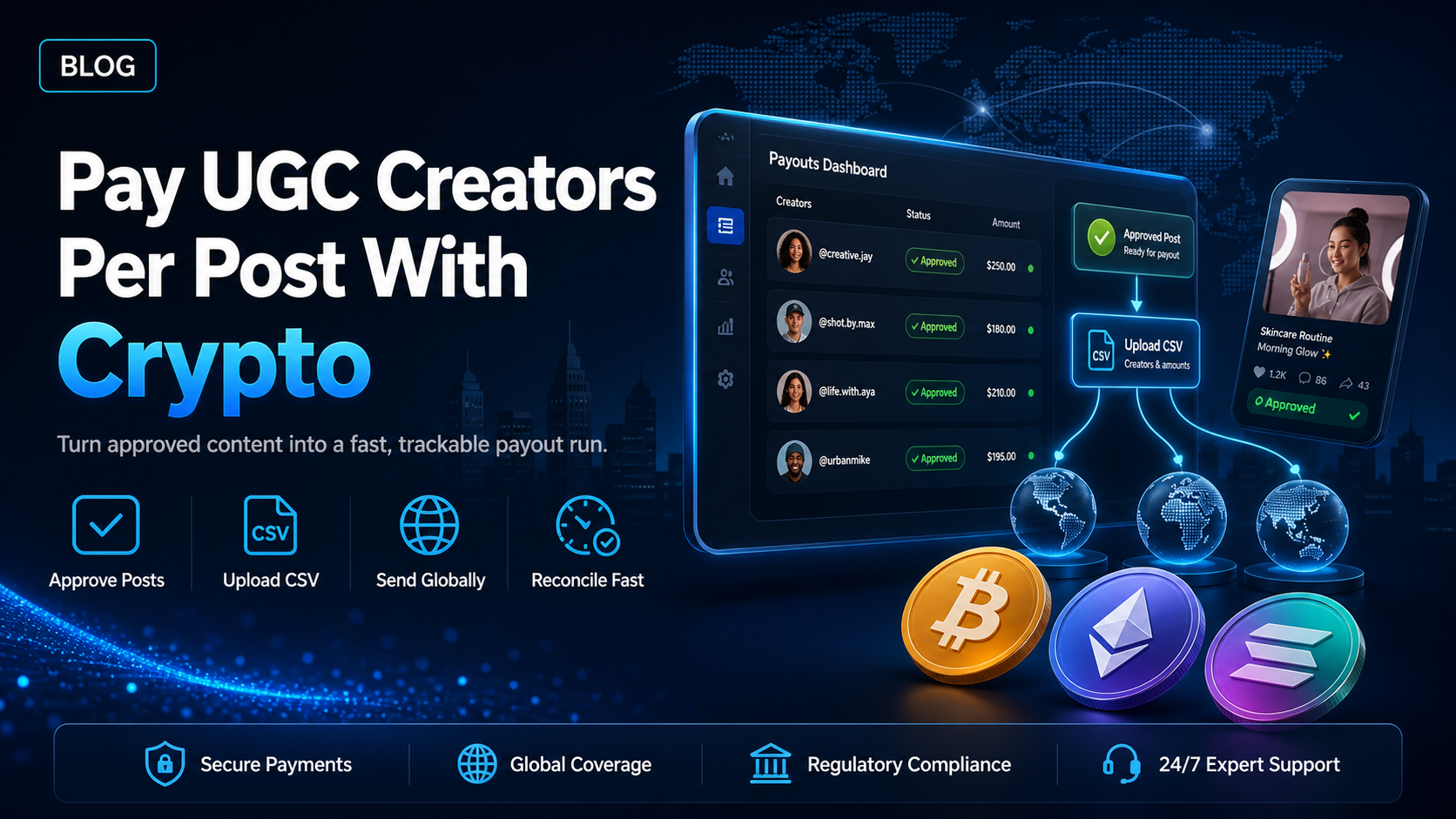 How to run UGC creator payouts per post with crypto