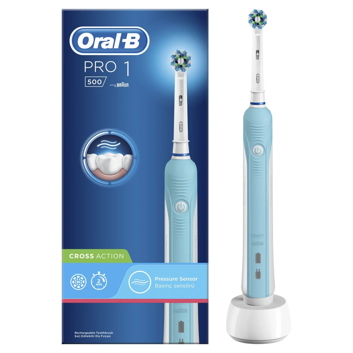 Oral-B Pro 500 CrossAction Şarj Edilebilir Diş Fırçası 