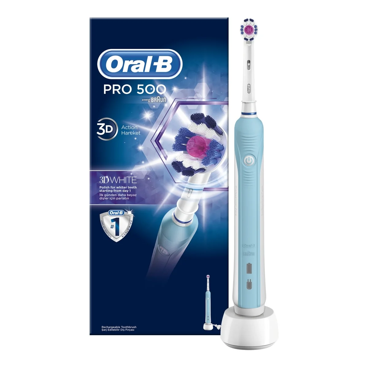 Oral-B Pro 500 3D White Şarj Edilebilir Diş Fırçası 
