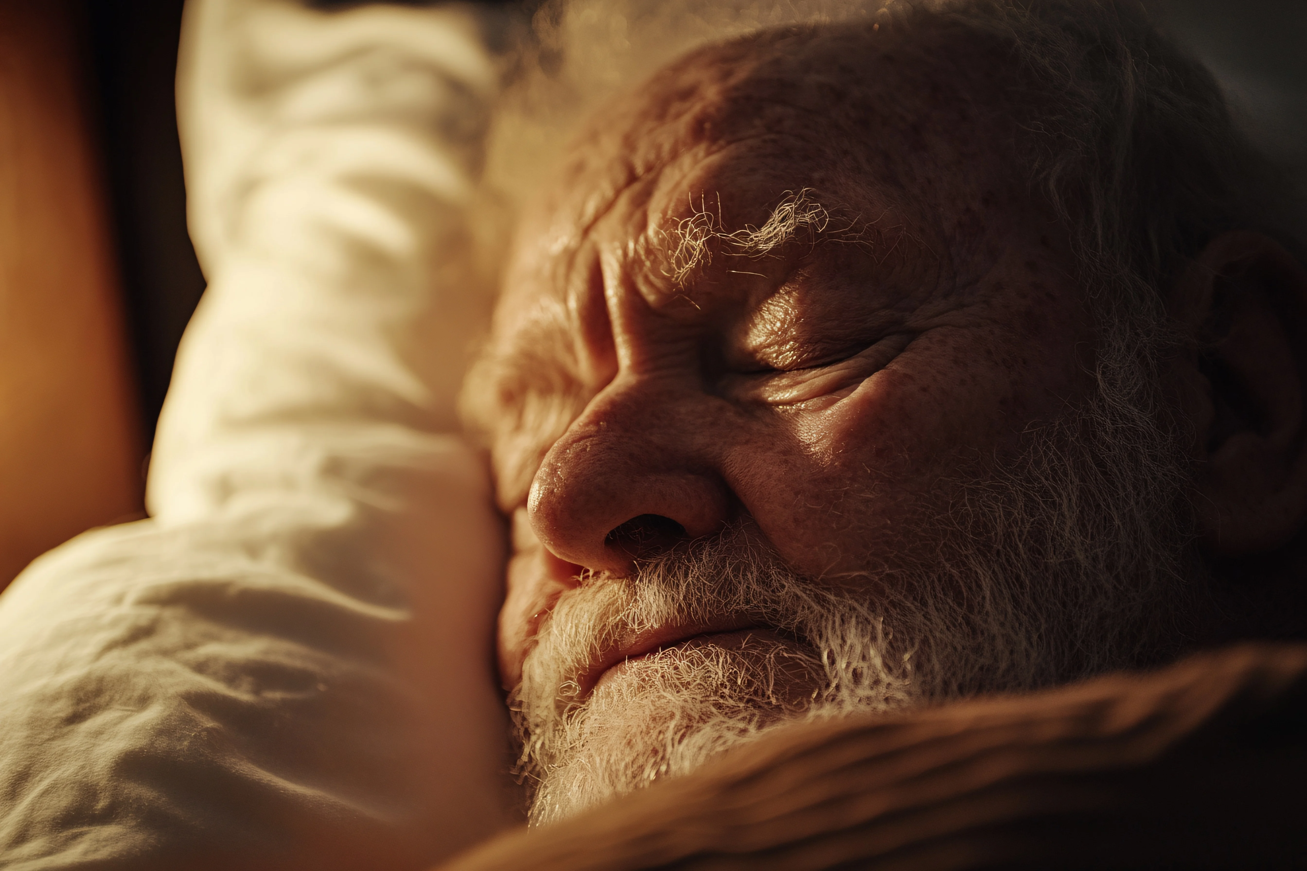 Uyuyan yaşlı adama yakın çekim   