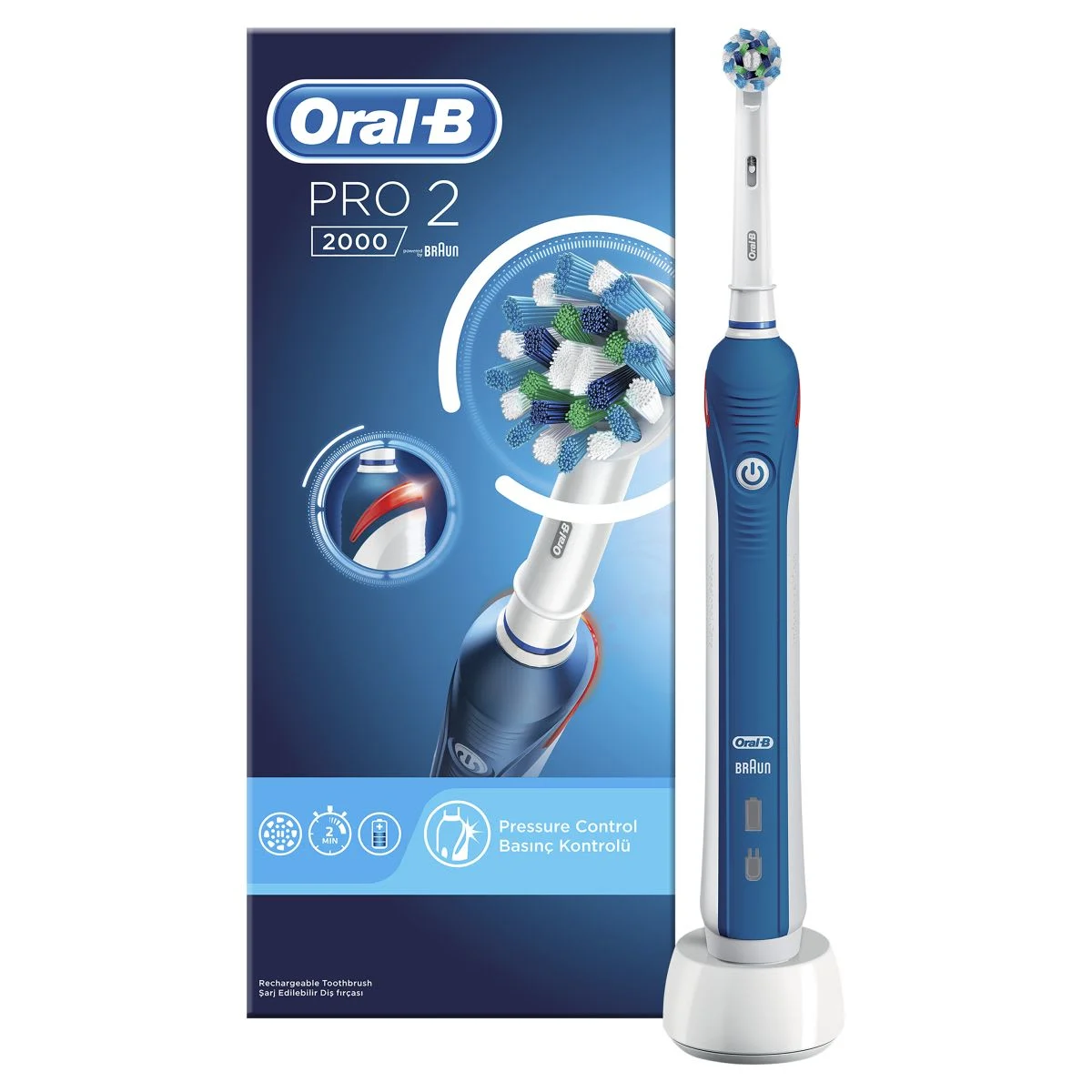 Oral-B Pro 2 2000 CrossAction Şarj Edilebilir Diş Fırçası 