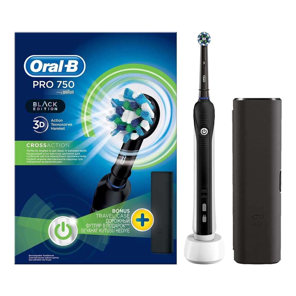 Oral-B Pro 750 Siyah Şarj Edilebilir Diş Fırçası 